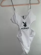 White ORIGINAL Play Boy bathing suit for women. (One piece) XS/NEW WITH TAGS.