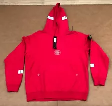 FW17 SUPREME X STONE ISLAND HOODED SWEATSHIRT HOODIE RED WHITE SZ XXL (Bin 13)