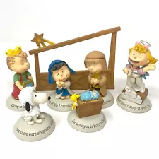 Christmas 2012 Hallmark Peanuts Nativity 7 Pc Figure Set Manger Scene with Box