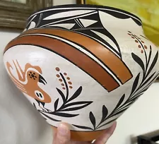 Vintage Fine Large Olla Acoma Native American Polychrome Pottery Vase Signed NR