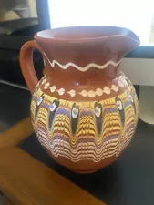 Troyan Red ware Bulgarian Pottery Pitcher 8" Tall