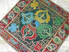 USA Seller Emerald Green Double Dorje 8.25"x8.25" Tibetan Buddhist Altar Cloth