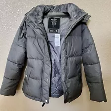 NEW Hollister Women's Puffer Jacket S Stylish Winter Coat Hoodie