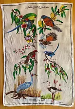 Vintage Linen Tea Towel Australia Birds New South Wales Hand Printed HAHNDORF