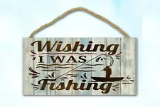 wishing i was fishing outdoor sport cabin decor wood sign cool art for sale