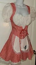 LITTLE RED RIDING HOOD check Lace Up Embroidered Costume Dress L