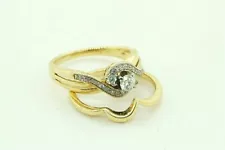 10k Yellow Gold Diamond Estate Sale Engagement Ring Set 0.42 TCW Size 6 3/4