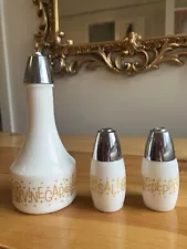 Vintage Gemco Butterfly Gold Salt And Pepper Shakers And Vinegar Bundle