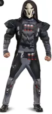 REAPER OVERWATCH DELUXE COSTUME ADULT SZ XL 42-46 JUMPSUIT W/MUSCLES & MASK