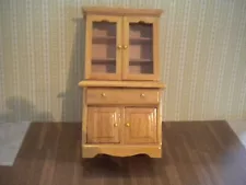 Dollhouse Miniature Hutch Cabinet - Pre-Owned 1:12 Scale Oak Finish