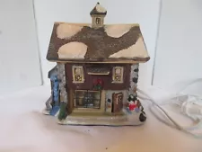 Christmas Village Lighted House Grist Mill with Water Wheel