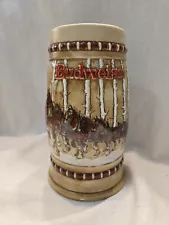 1981 Budweiser Beer Holiday Stein Snowy Woodland Clydesdale Ceramarte Mug