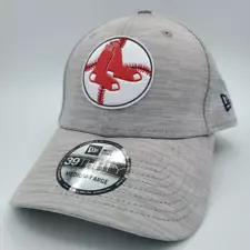 Boston Red Sox Hat New Era 39Thirty Flex Fit M/L Baseball Cap Gray Retro Logo