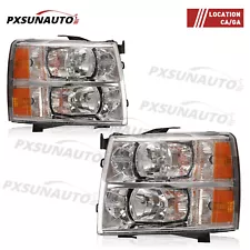 For 2007-2013 Chevy Silverado 1500 2500HD Chrome Housing Headlights Left & Right