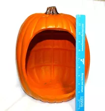 SALE-Large Orange Plastic Halloween Pumpkin w/Cut Out for a Cool Scene-13” tall