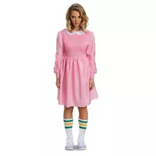 Womens Stranger Things S1 Eleven Pink Dress Deluxe Adult Halloween Costume L XL