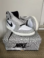 Size 11.5 - Air Jordan 1 Retro OG High White Cement elephant print