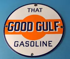 VINTAGE GULF GASOLINE PORCELAIN GAS OIL SERVICE STATION PUMP PLATE OIL RACK SIGN