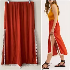 Free People, EUC, Med, Into You Half Slip, Smoked Paprika, Satin Lace Skirt