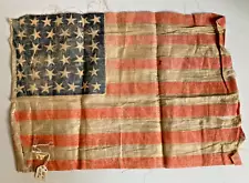 Antique 38 Star USA American Flag 1877 -1890 Small Hand Waving Size for Colorado