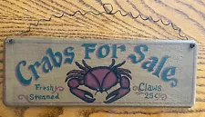 Wooden “Crabs for Sale”Claws 25 Cents Kitchen Sign Home Decor Beach Ocean Life