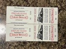 2 DISNEYLAND RAILROAD vintage unused tickets LILLY-BELLE PRIVATE PARLOR COACH