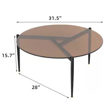 Space Amplifying Transparent Tempered Glass Round Coffee Table for Living Room