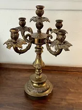 Hollywood Regency Vintage Baroque Style Brass Candelabra! Amazing!