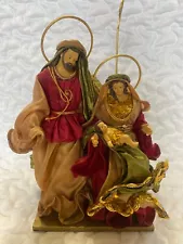 NBC Trading Inc 2012 Fabric Mache Christmas Nativity Set Holy Family 10.25”T