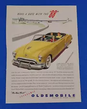 1949 OLDSMOBILE "88" CONVERTIBLE ORIGINAL COLOR PRINT AD OLDS CLASSIC AMERICANA