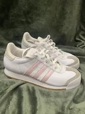 Classic Adidas Womens 6.5 Leather White w Pink & B Samoa