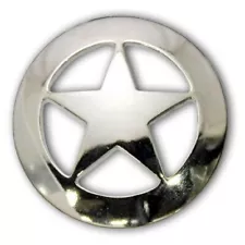 A Set of Two (2) 3/4th inch Chrome Texas Ranger Star Concho Silver Medallion