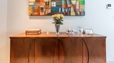 Accent Credenza Furniture w/Adjustable Shelves and Push Open Doors