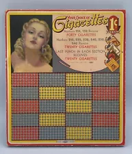 Antique Cigarette Illegal Gambling Punchboard Tobacco Sale Vintage Pin-Up 1 Cent