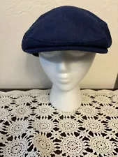 Navy Blue Wool Blend Mens Flat Cap. Mens Beret Hat