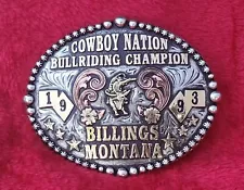 RODEO BULL RIDING CHAMPIONSHIP TROPHY BELT BUCKLE☆BILLINGS MONTANA☆RARE☆1993☆36