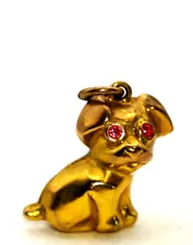 Vintage 9ct 9 Carat Gold Puppy Dog Charm Fob Pendant Pet Family Georg Jensen