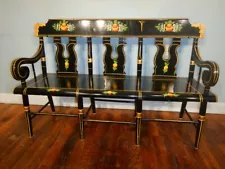 CHILD SIZED Stenciled Paint Decorated Plank Seat Settee Bench EBERSOL