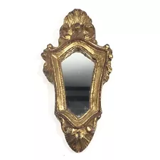 Vintage Italian Gilded Florentine Mirror Small & Ornate Gold Leaf Gesso Baroque