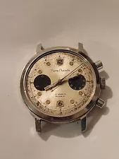 For Parts Vintage PIERRE CHEVELLE 17 Jewel Chronograph Mens Watch No Crystal