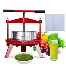 Manual Fruit Wine Press 2.38 Gal, Stainless Steel Fruit and Wine Press with T...