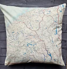 WW2/WWII RAF Silk Escape Map of Norway Cushion.