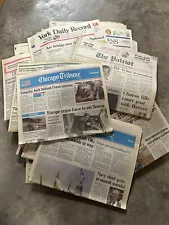 Random lot of assorted old newspaper front page sections - from 1990-2000