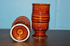 VINTAGE BROWN POTTERY CERAMIC GOBLETS IN EXCELLENT CONDITION 4 1/2 INCHES TALL