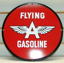 FLYING A GASOLINE PORCELAIN ROUND SIGN 11.25"