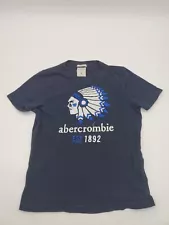 Abercrombie Fitch Blue Youth Kids Small Indian Head Logo Shirt..T152