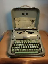 Nice Vintage Hermes 3000 Sea Foam Green Typewriter with Case