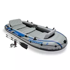 New Intex Excursion 5 Person Inflatable Boat, Water Fishing River Raft Set/