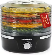 Elite Gourmet Food Dehydrator with Adjustable Temperature Dial and 5 Trays NEW