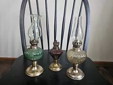 Vintage Antique Oil Lamp Hurricane Lamp-Lot Of 3